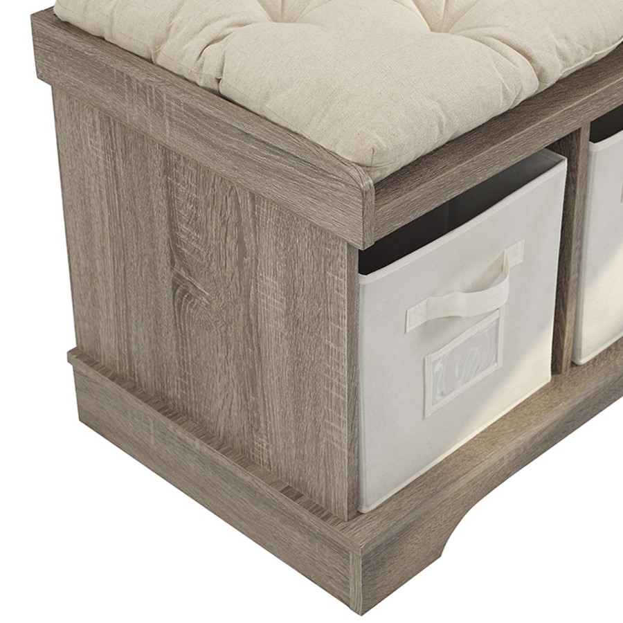 Foster Modern Farmhouse Entryway Storage Bench in Grey wash