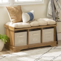 Foster Modern Farmhouse Entryway Storage Bench in Barnwood