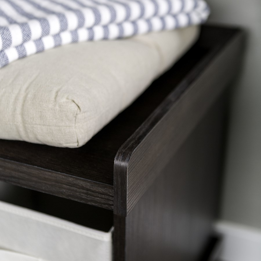 Foster Modern Farmhouse Entryway Storage Bench in Dark Wood