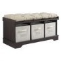 Foster Modern Farmhouse Entryway Storage Bench in Dark Wood