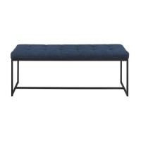Foster Upholstered Tufted Hallway Bench in Blue