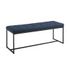 Foster Upholstered Tufted Hallway Bench in Blue