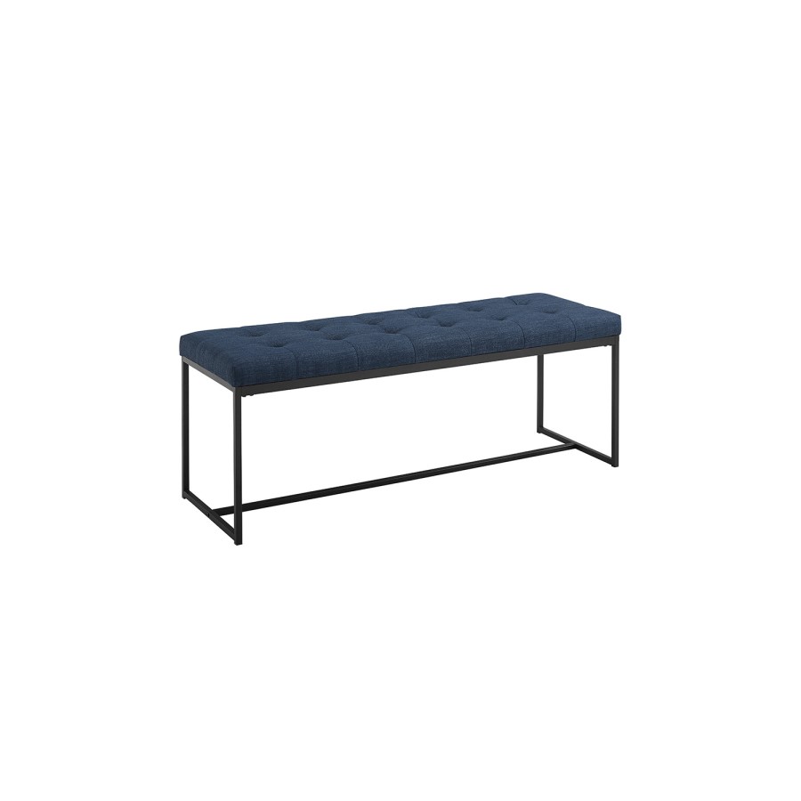 Foster Upholstered Tufted Hallway Bench in Blue