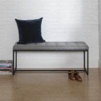 Foster Upholstered Tufted Hallway Bench in Grey Foster Upholstered Tufted Hallway Bench in Grey