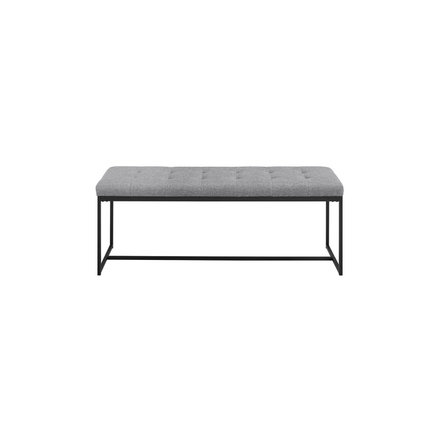 Foster Upholstered Tufted Hallway Bench in Grey