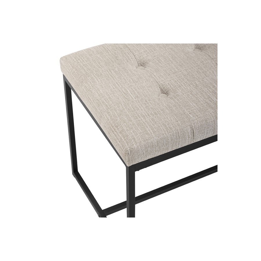 Foster Upholstered Tufted Hallway Bench in Beige Linen