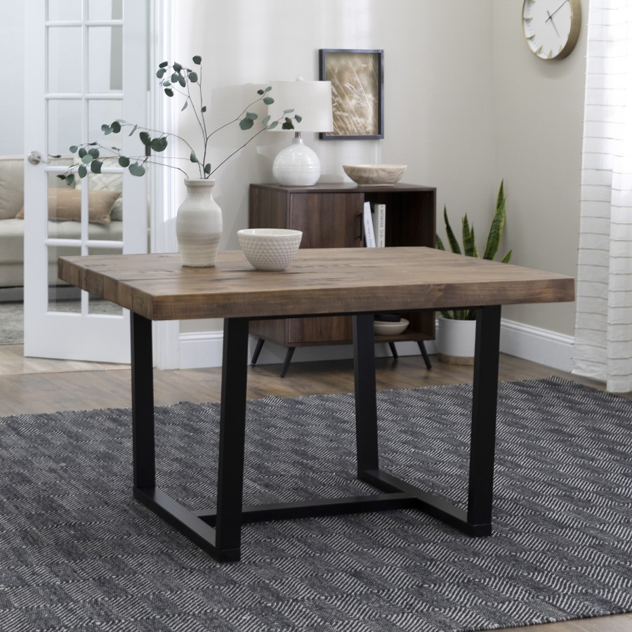 Foster Distressed Solid Wood Dining Table in Reclaimed Barnwood