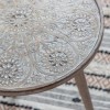 Round Ash Side Table with Carved Detailing - Agra