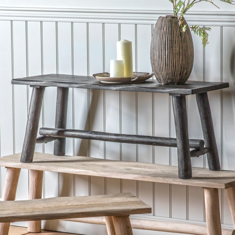 Alberta Rustic Grey Hall Bench - Caspian House  