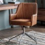 Caspian House Swivel Chair Vintage Brown Leather