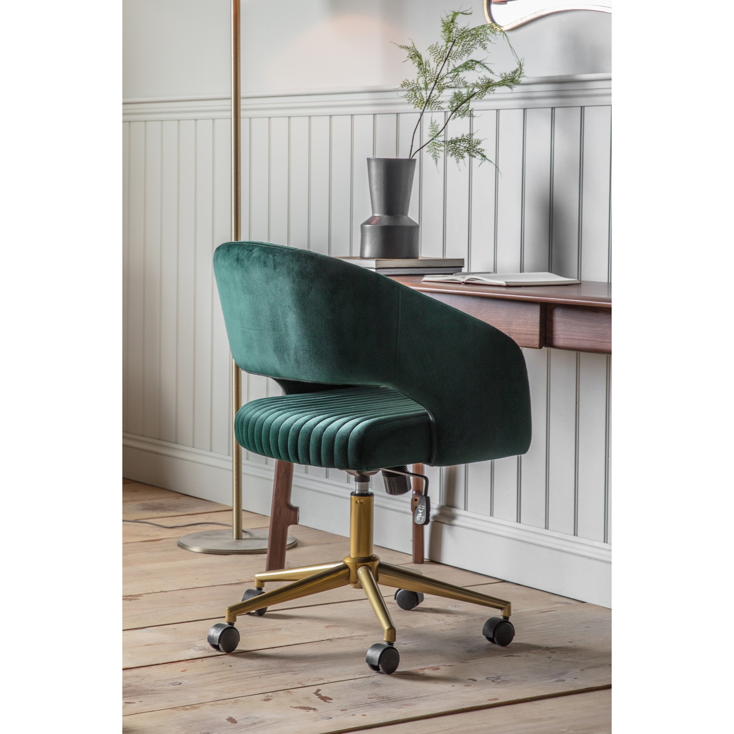 Green Velvet Desk Chair - Green Velvet Office Chair With Swivel Base