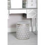 Aurora Boutique Grey Velvet Round Stool With Lattice Design