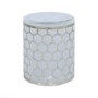 Aurora Boutique Grey Velvet Round Stool With Lattice Design