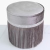 Aurora Boutique Grey Round Stool With Diamante Band And Tassel Detail