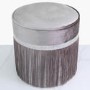 Aurora Boutique Grey Round Stool With Diamante Band And Tassel Detail