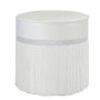Aurora Boutique Ivory Round Stool With Diamante Band With Tassel Detail