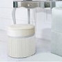 Aurora Boutique Ivory Round Stool With Diamante Band With Tassel Detail