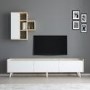 Zarif White TV Unit with Wall Shelves 