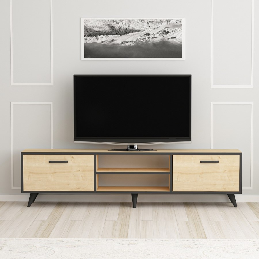 Nirvana Oak and Black TV Stand 