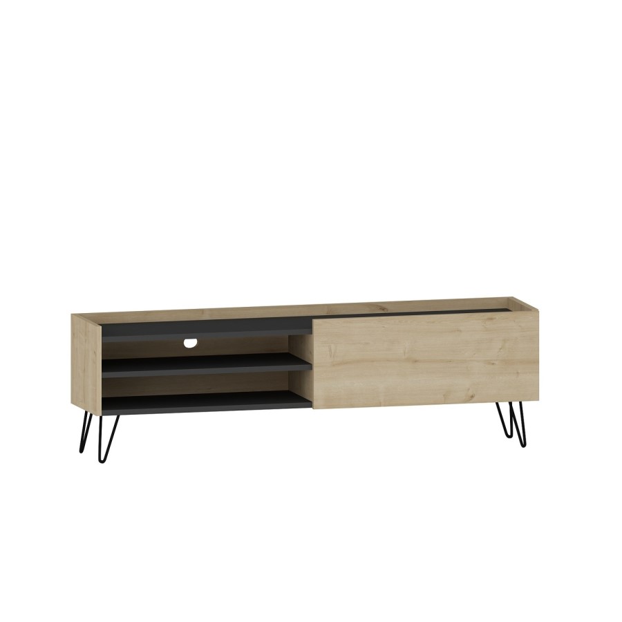 Vital Oak and Grey TV Stand with Metal Legs  