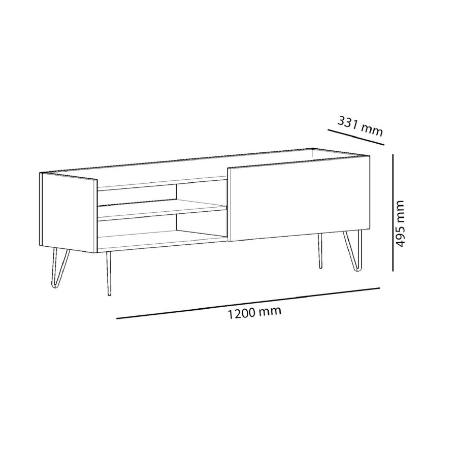 Vital Oak and Grey TV Stand with Metal Legs  