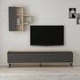 Etna Dark Grey and Oak TV Unit with Wall Shelves  
