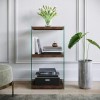Small Walnut &amp; Glass Bookcase with 3 Shelves