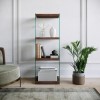 Small Walnut &amp; Glass Bookcase with 4 Shelves