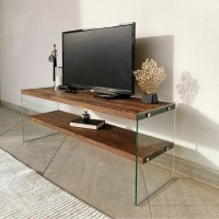 Walnut and Glass TV Stand 
