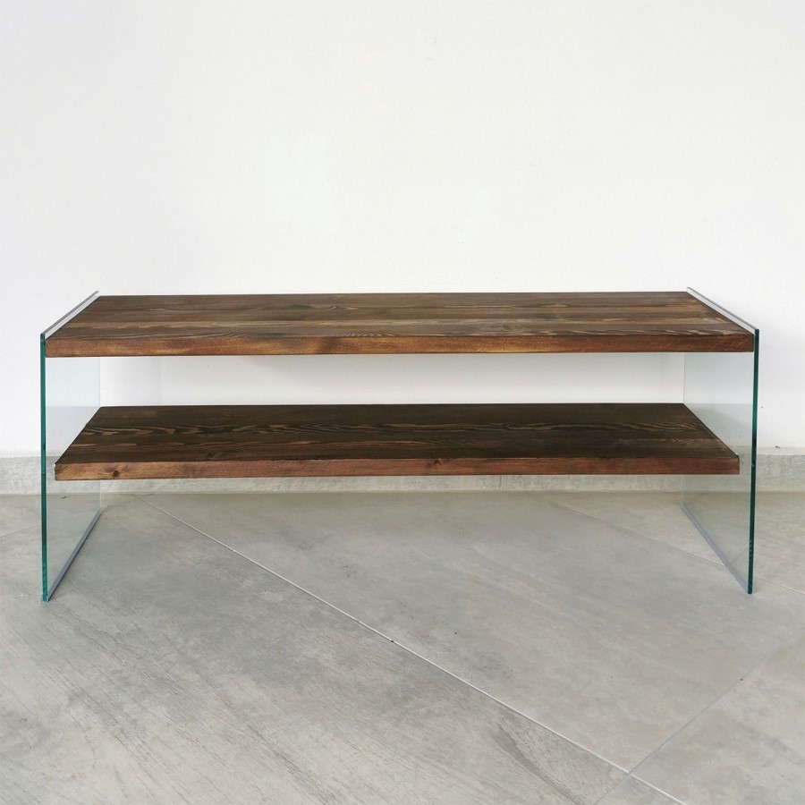 Walnut and Glass TV Stand 