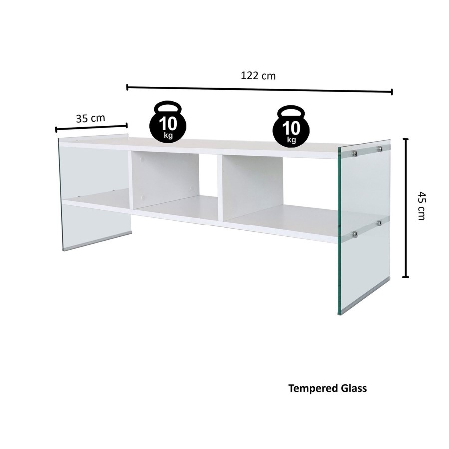 White and Glass TV Stand 