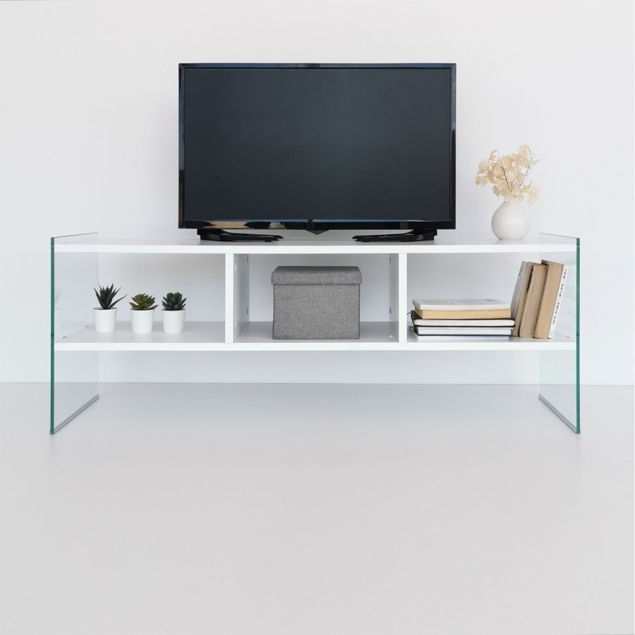 White and Glass TV Stand 