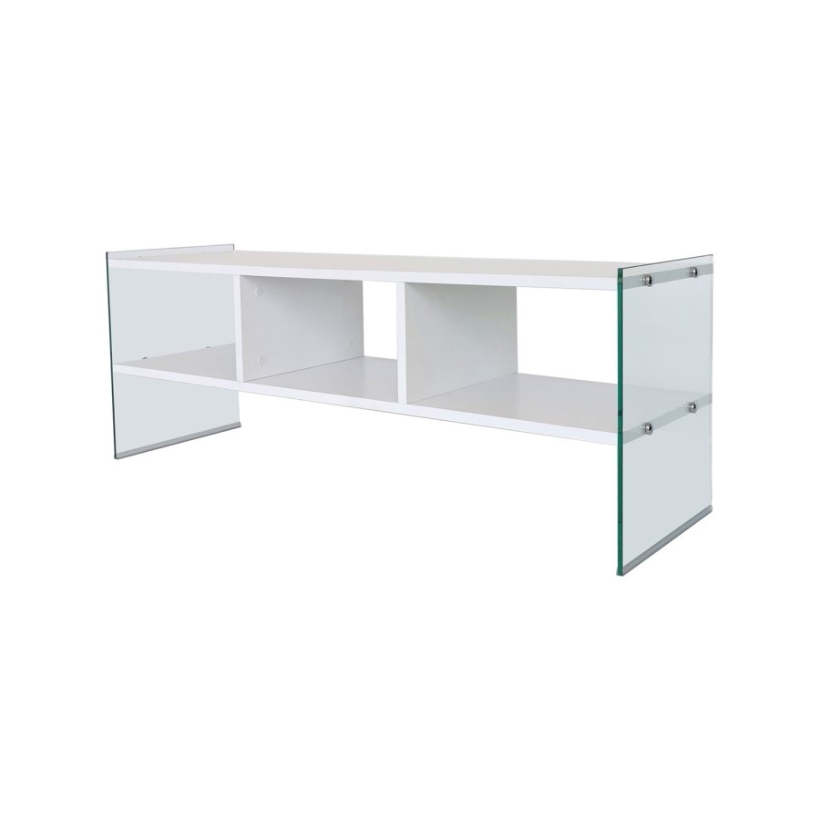 White and Glass TV Stand 