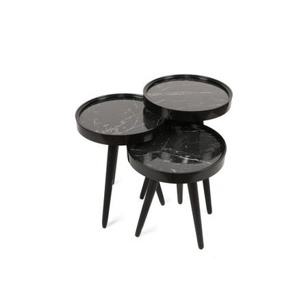Black Marble Effect Nesting Side Tables - Alys