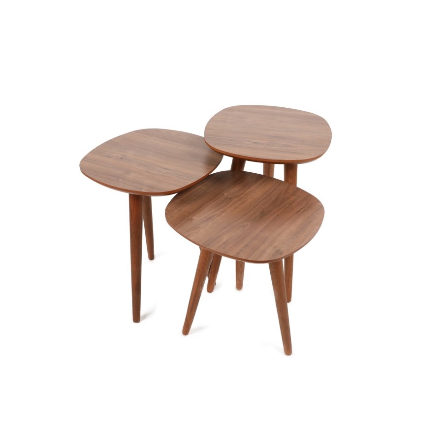 Walnut Effect Nesting Side Tables - Alys