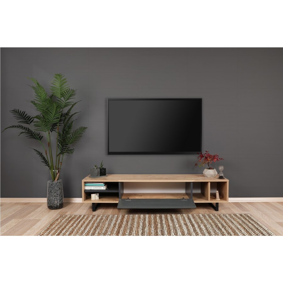 Safir Oak and Dark Grey TV Stand 
