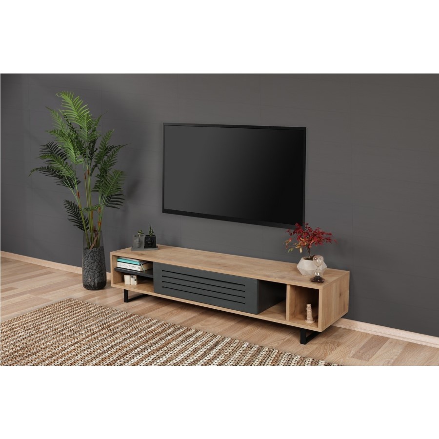 Safir Oak and Dark Grey TV Stand 
