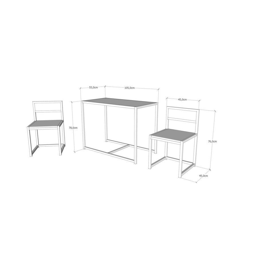 GRADE A1 - Stowaway Industrial 2 Seater Dining Set 