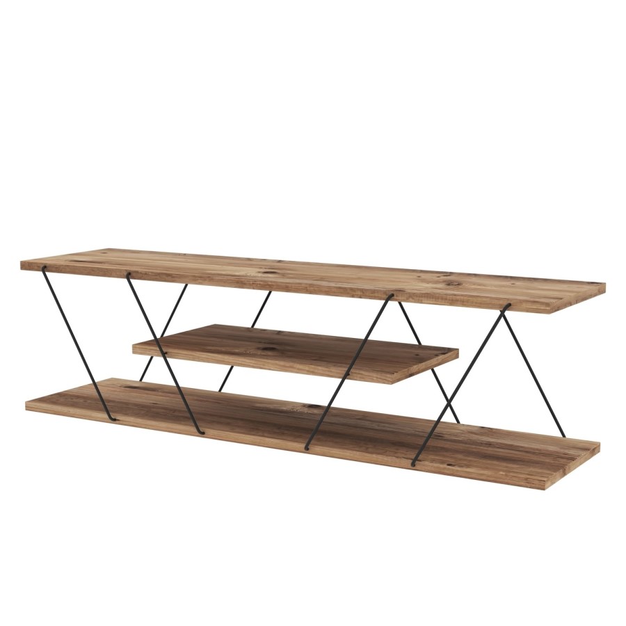 GRADE A1 - Walnut TV Stand With a Metal Frame
