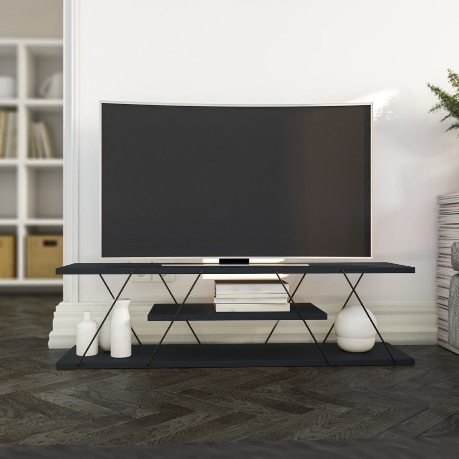 Canaz Minimalist TV Stand in Anthracite Grey