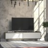 Askal White and Oak TV Stand with Sliding Doors 