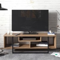 Asal Geometric TV Stand in Walnut and Black