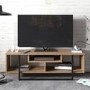 Asal Geometric TV Stand in Walnut and Black