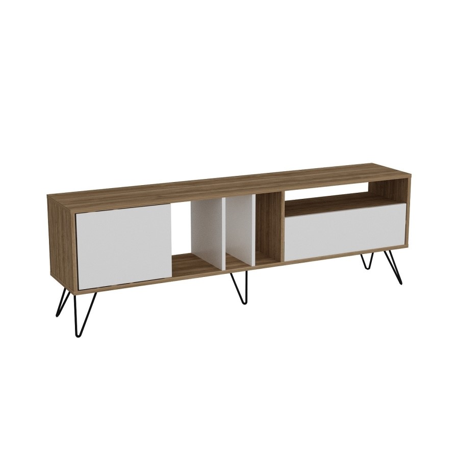 Mistico TV Stand in Walnut & White