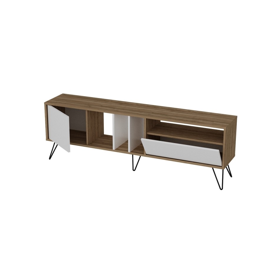 Mistico TV Stand in Walnut & White