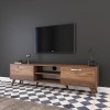 Walnut TV Unit with Silver Details