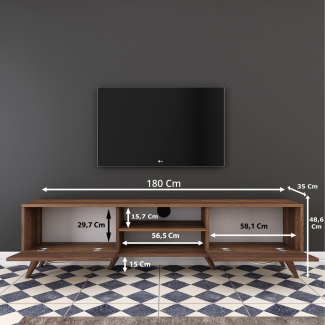 Walnut TV Unit with Silver Details