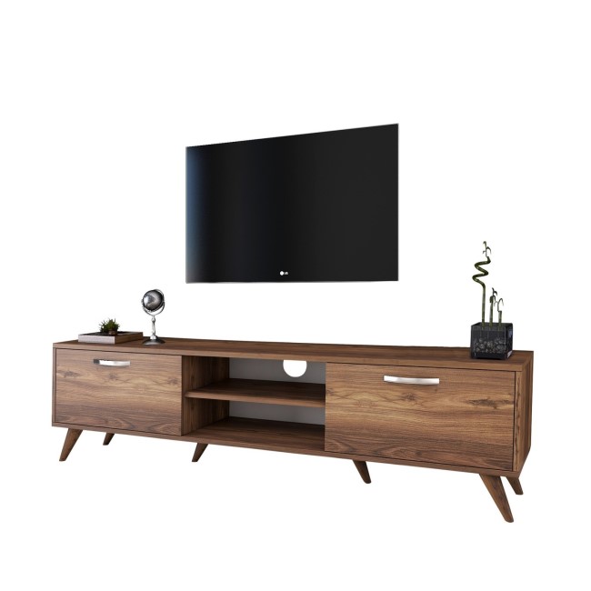 Walnut TV Unit with Silver Details