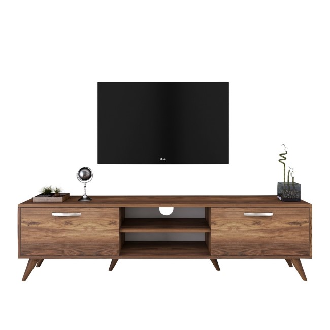 Walnut TV Unit with Silver Details