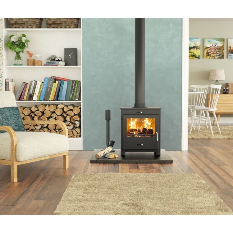 Black Log Burner Fire with Flue - 7kw - Be Modern Broseley Silverdale